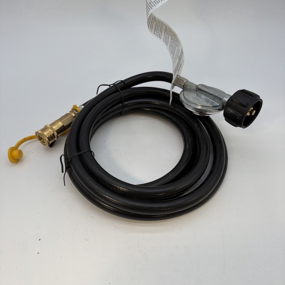 12 ft Black Propane Hose Adapter with Brass Fittings Rubber Gas Line for Grill